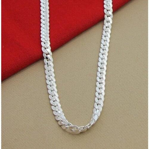 New Arrivals Womens 6mm Full Side Sterling Silver color Necklace N925 Silver color Jewelry Fashion Womens Necklace