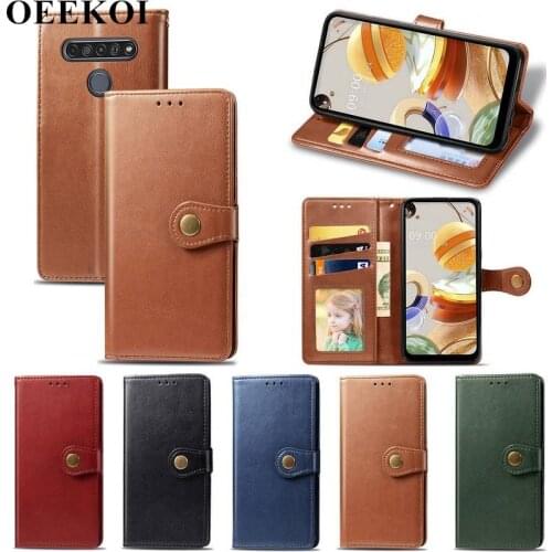 OEEKOI Pure Color PU Leather Wallet Flip Cover Case for LG K61