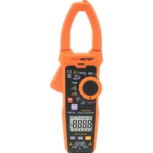 PEAKMETER PM2128 AC/DC True RMS Handheld Digital Clamp Meter AC/DC Voltage 1000A Current Capacitance Temperature measurement