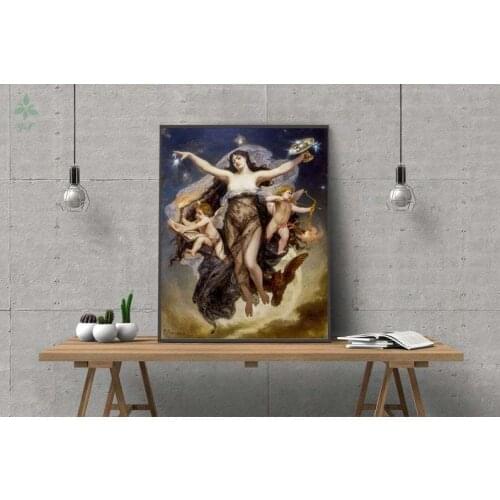 Pedro Americo The Night With The Genii Of Study And Love Canvas Print Wall Art