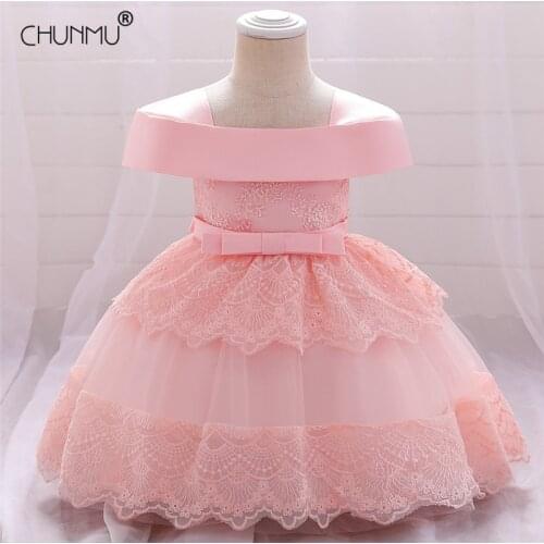Baby Girls Princess Dresses For Baby 1st Year Birthday Dress Elegant Flower Infant Baby Christening Party Dress Newborn Clothes