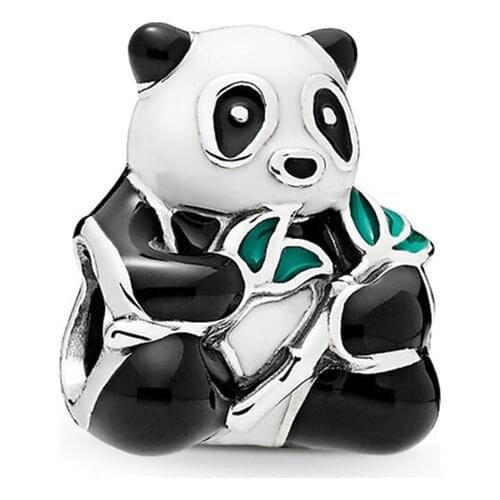 Fit Original Pan Charms Bracelet Women Cute Black White Enamel Panda Bamboo Beads DIY Bangle Female Jewelry Making Berloque Gift