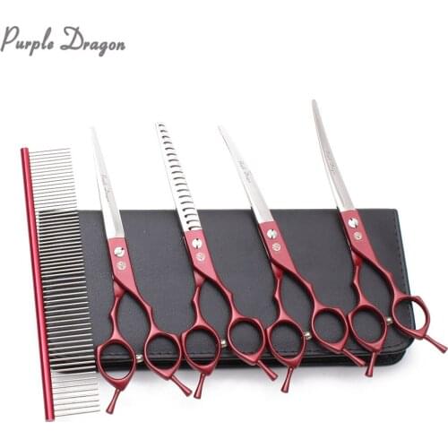 Suit 7" JP 440C Dog Grooming Kit Straight Scissors Thinning Shears Up&Down Curved Shears Professional Pet Scissors Add Bag Z3009