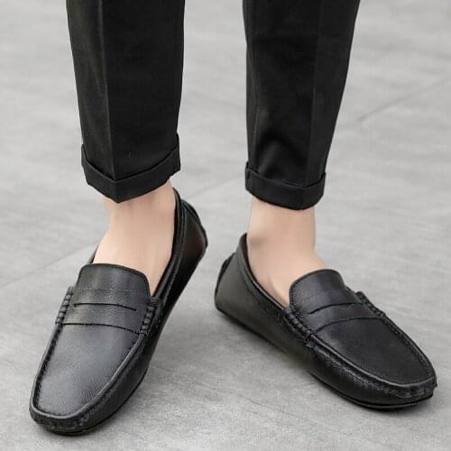 Luxury Mens Genuine Leather Men Loafers Mens Shoes With Casual Summer Boat Driving Loafers Spring Autumn Non-slip On