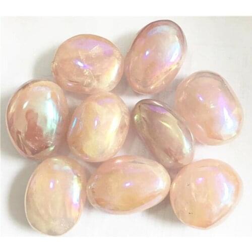 Aura Pink Rose Quartz Crystal Palm Stones Wholesale Natural Carved For Homer Decoration