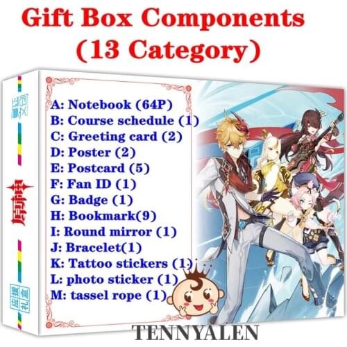 Lucky Gift Bag Game Genshin Impact Cosplay Props Anime Badge Bracelet Project Surprise Box Poster Postcard Sticker Kids Birthday