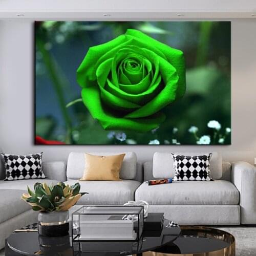 Nordic Modern Green Rose Flowers Posters Canvas Paintings Floral Wall Art Pictures Living Room Weeding Gifts Wall Art Print