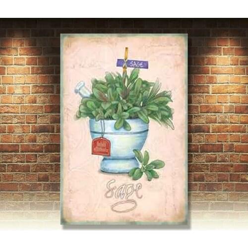 Sage Herbs Garden Food & Drink Kitchen Cooking Cafe Shop Small Metal Tin Sign