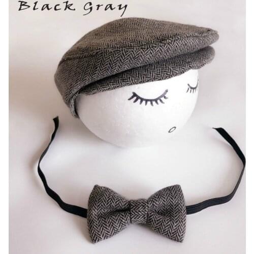 Pudcoco 2018 Newborn Baby Peaked Beanie Cap Hat + Bow Tie Photo Photography Prop Outfit Set Baby Hats Caps with Neck Tie
