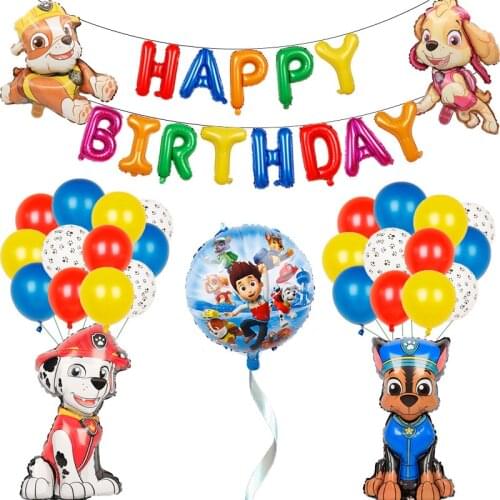 Paw Patrol Birthday Balloons Decorations Kids Gift Bag Paper Cups Plates Knife Spoon Baby Shower Disposable Tableware Supplies