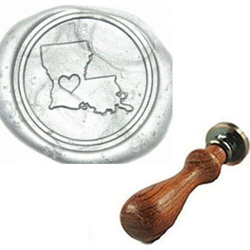 Heart your State Wax Seal Stamp, Brass Head with Wooden Handle, Wedding Invitation Wax Seal Sealing
