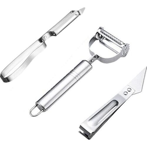Three-piece stainless steel peeling Hair removal clip Skin scraper Potato peeler melon and fruit grater kitchen accessories