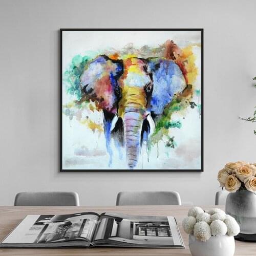 Modern Abstract Colorful Elephant Art Posters and Prints on Canvas Wall Art Animal Picture for Living Room Home Decor No Frame