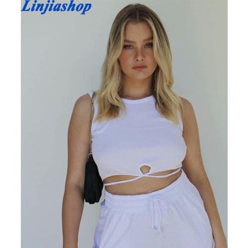 Summer women Navel exposed tank top Slim sleeveless Waistcoat camis Female Hollow Out Off Shoulder Blusas Crop Tank top