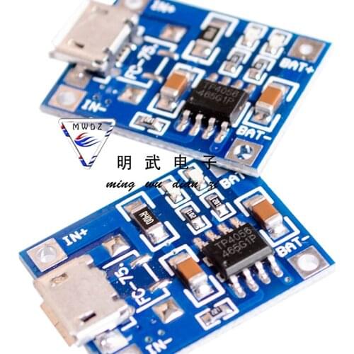 TP4056 5V TENSTAR ROBOT 1A Micro USB 18650 Lithium Battery Charging Board Charger Module+Protection Dual Functions connector