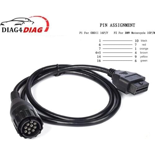 For BMW Motorcycles ICOM D 10PIN Extension Cable to 16Pin OBDII Diagnostic Cable Motobikes I-COM A2 OBD2 Diagnostic Cable