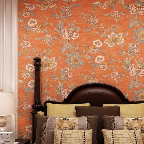Vintage Retro Orange Big Flower Wallpaper Mural Luxury 3d Wallpapers Living Room Floral Wall Papers Bedroom Papel Pintado QZ023