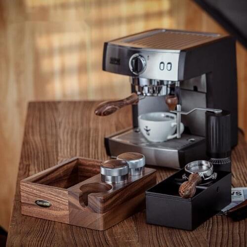 High quality solid wood slag box retro simple domestic coffee bar storage base modern portable handle bracket powder holder