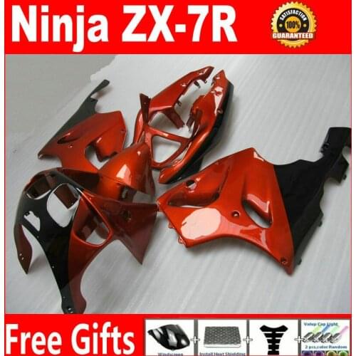 High quality parts for 1996-2003 Kawasaki ZX7R fairings ninja ZX-7R 96 97 98 99 00 01 02 03 glaring orangered black fairing set
