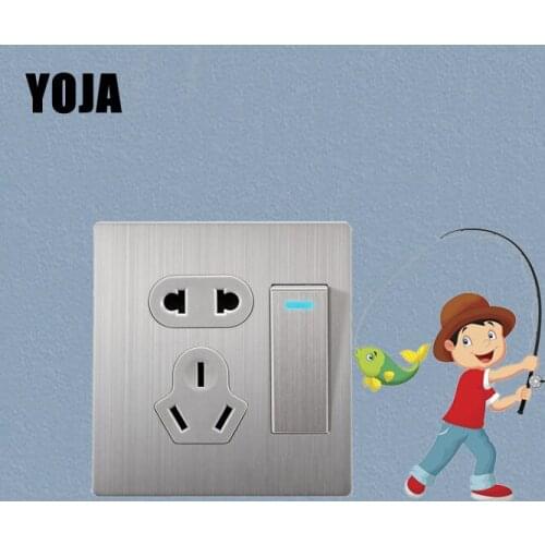 YOJA Interesting Wall Sticker Living Room Cartoon Fisherman Switch Decal Home Decor 11SS0190