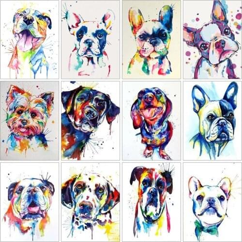 Yumeart Diamond Mosaic Pet Dog Paint With Diamonds Cross Stitch Kits Diamond Embroidery By Number Animals Picture Of Rhinestones