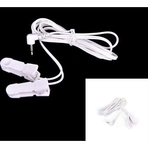 1PCS Massager Electrode Lead Wires 2.5mm Plug Connecting Cables with 2 Ear Clips for Digital TENS Therapy Machine