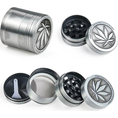 4 Layers Tobacco Grinder Herb Weed Grinder Crusher Maple Leaf 40mm Smoke Grinders Metal Kitchen Gadgets Cigarette Accessories