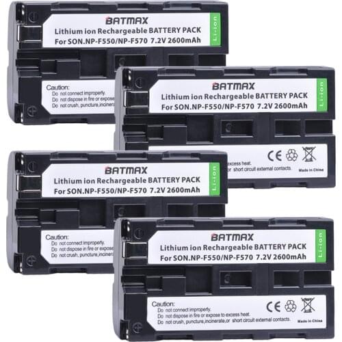 4Packs NP-F550 NP F550 NPF550 Rechargeable Li-ion Batteries (2600mAh) for Sony NP-F330 NP-F530 NP-F570 NP-F730 NP-F750 Hi-8