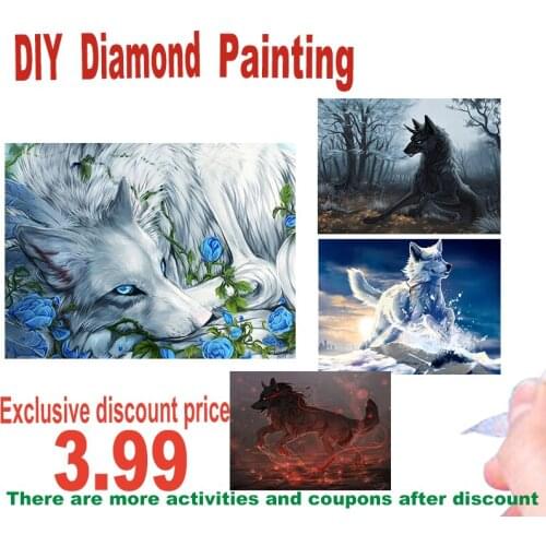5D Diy Diamond Painting Animal Snow Wolf Blood Wolf Square Diamond Round Diamond Full Diamond Cross Stitc Mosaic Home Decora