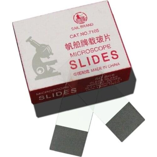7105 Blank Micorscope Slides, Ground Edges, Frosted End, 1x3'', 1~1.2mm Thickness, Pack of 50pcs