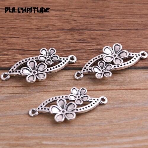 8pcs 18*37mm New Flower Connectors Charms Pendants For DIY Jewelry Handmade Making Accessorie