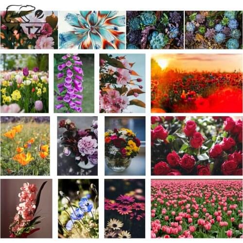 Diamond Painting Cross Stitch Home Decoration Modern Handmade Diy Colorful Flowers Diamond Embroidery Red Rose Diamond Painting