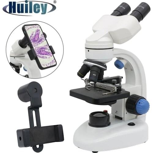 Biological Microscope 2000X with Smartphone Clip HD Illuminated Monocular/Binocular Microscope Student Experiment Tools