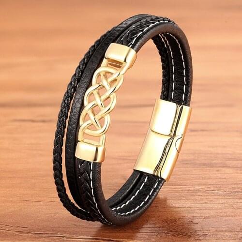 2020 New Bracelet for Men Multilayer Magnet Leather Bangles Magnetic Clasp Braided Wrap Trendy Charm Jewelry Bracelet Armband