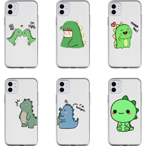 Cartoon Dinosaur Phone Case Lovely Fashion Cover Transparent for Iphone 12 Mini 11pro Max Se2020 6 6s 7 8plus 5s 5 X XS XR Xsmax