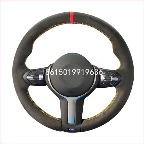 Black Suede Car Steering Wheel Cover for BMW F87 M2 F80 M3 F82 M4 M5 F12 F13 M6 F85 X5 M F86 X6 M F33 F30