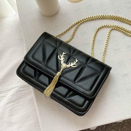 Reindeer Tassel Chain Brand Designer PU Leather Crossbody Bags For Women 2021 Fashion Shoulder Bag Lady Luxury Small Handbags