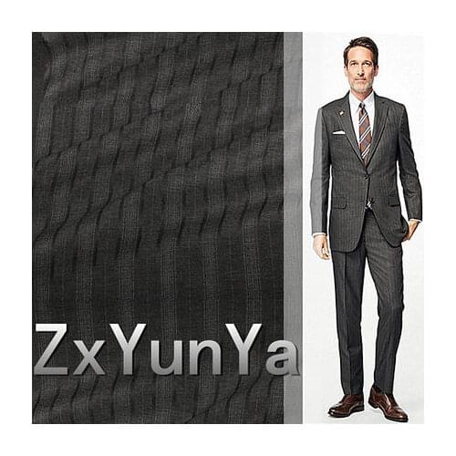 European station gray striped sunlight wool fabric worsted craft suit trousers fabric 0.5m