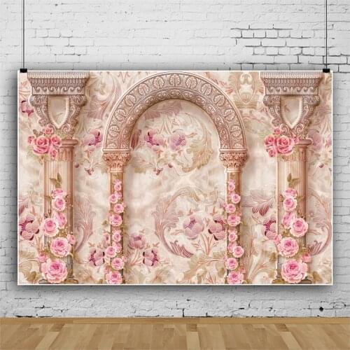Roman Style Fresco Flower Wall Background for Portrait Photography Wedding Lovers Decors Photographic Backdrops Photocall Studio