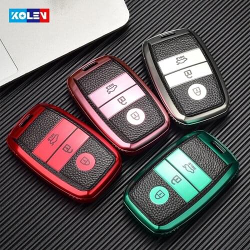 Leather + TPU Car Remote Key Cover Case Fob Shell For KIA RIO 5 QL Sportage 4 Cerato Optima K2 K3 K5 Ceed Sorento Soul Picanto