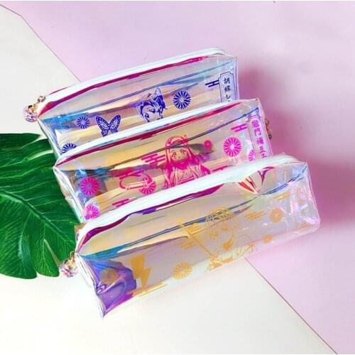 Anime Demon Slayer Kamado Tanjirou Laser Colorful Pencil Bag Fashion Pencil Box Pencilcase School Student Supply Pencil Case