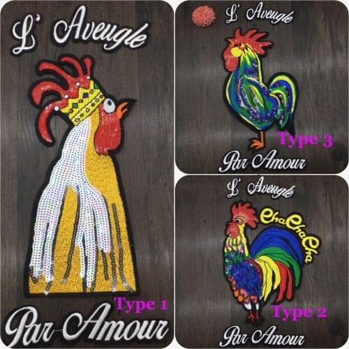 Roosters Crowing Applique Patches Embroidered Fabric DIY Lace Patches for Clothing/DIY Cloth Patches LSHB013