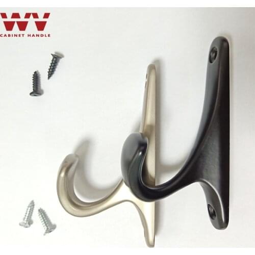 Matte Black Coat Hooks Wall Mounted for Hat Dual Prong Retro Coat Hanger with Screws Cloth Hook Decoration Hardware 8011