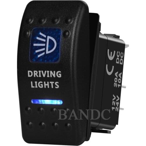 Driving Light Rocker Switch 5P SPST On-Off Illuminated Blue Led Light for the ARB/Carling/NARVA 4x4 Style, 12V 20A 24V 10A