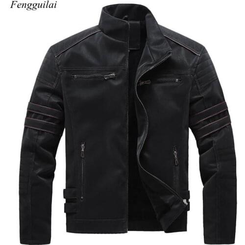 Autumn Winter Mens Leather Jackets Motorcycle Pu Jacket Male Biker Leather Coats Mens Brand Clothing Eu Size