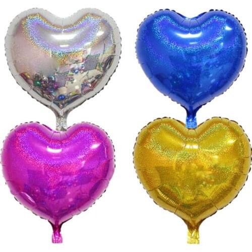18inch Laser Heart Shape Foil Balloon Wedding Birthday Party Baby Shower Decor Helium Balloons Christmas New Year Party Supplies