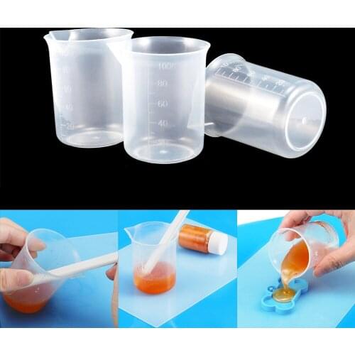 1/2/5Pcs 100ml Plastic Graduated Measuring Cup Liquid Container Epoxy Resin Silicone Making Tool Transparent Resin Mixing Cup