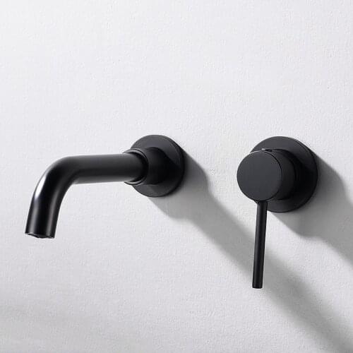 White Paint Brass Wall Mounted Basin Faucet Bathroom Faucet In Wall Mount Single Handle Hot And Cold Mixer Water Tap