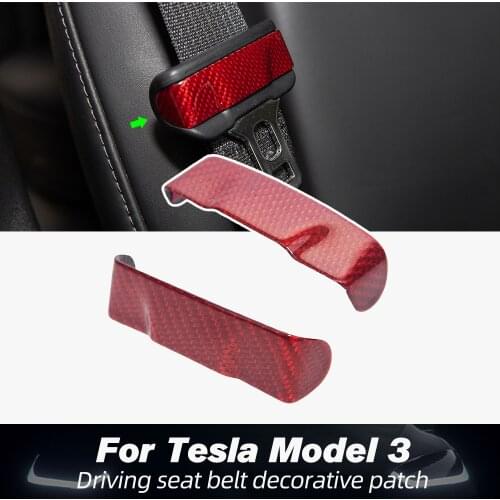 Vxvb For Tesla Model 3 Accessories 2021 Model3 Cover Model Three Real Carbon Fiber Car Seat Safety Belt Buckle Protection New