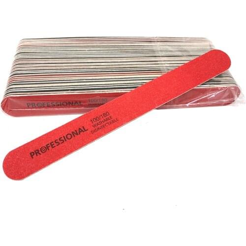 50P Nail Files Lime a Ongle Professionel 100/180 Grit Sanding Block Sandpaper Slim Manicure Nail Tools Disposable Cuticle Remove